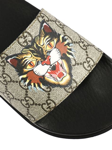 angry cat gucci slides|Gucci GG Supreme Slide 'Angry Cat' 474282.